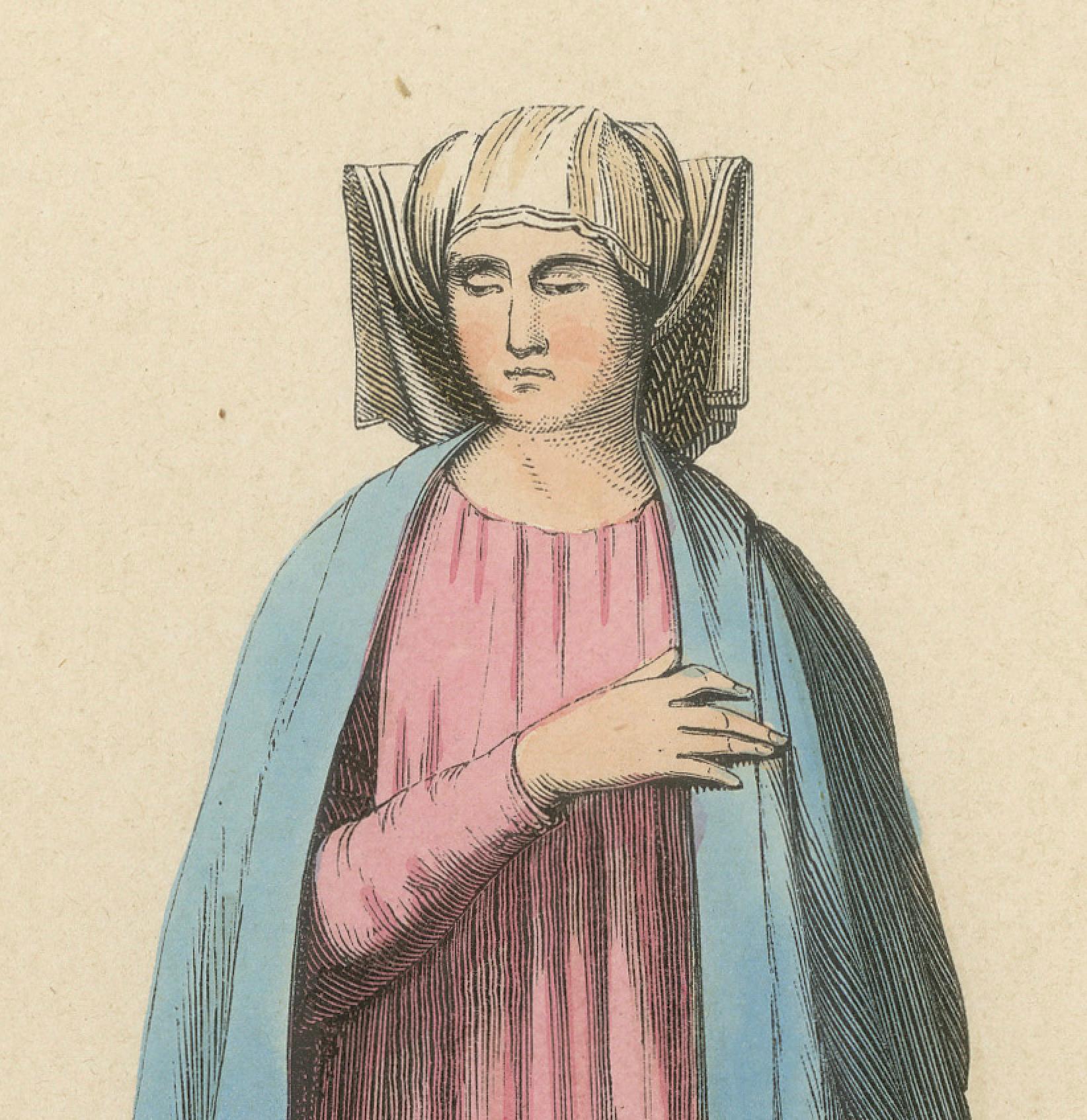 Noble Roman Lady of the Middle Ages, Handcolored and Published in 1847 In Good Condition For Sale In Langweer, NL