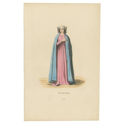 Noble Roman Lady of the Middle Ages, Handcolored and Published in 1847