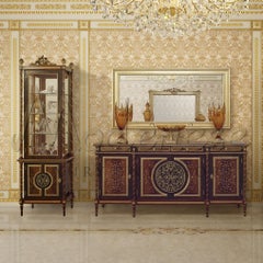 Noble Sideboard with Drawers in Natural Wood Finish and Radica Inlays