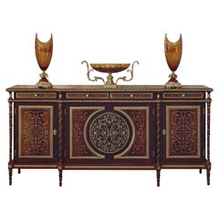 Noble Sideboard with Drawers in Natural Wood Finish and Radica Inlays
