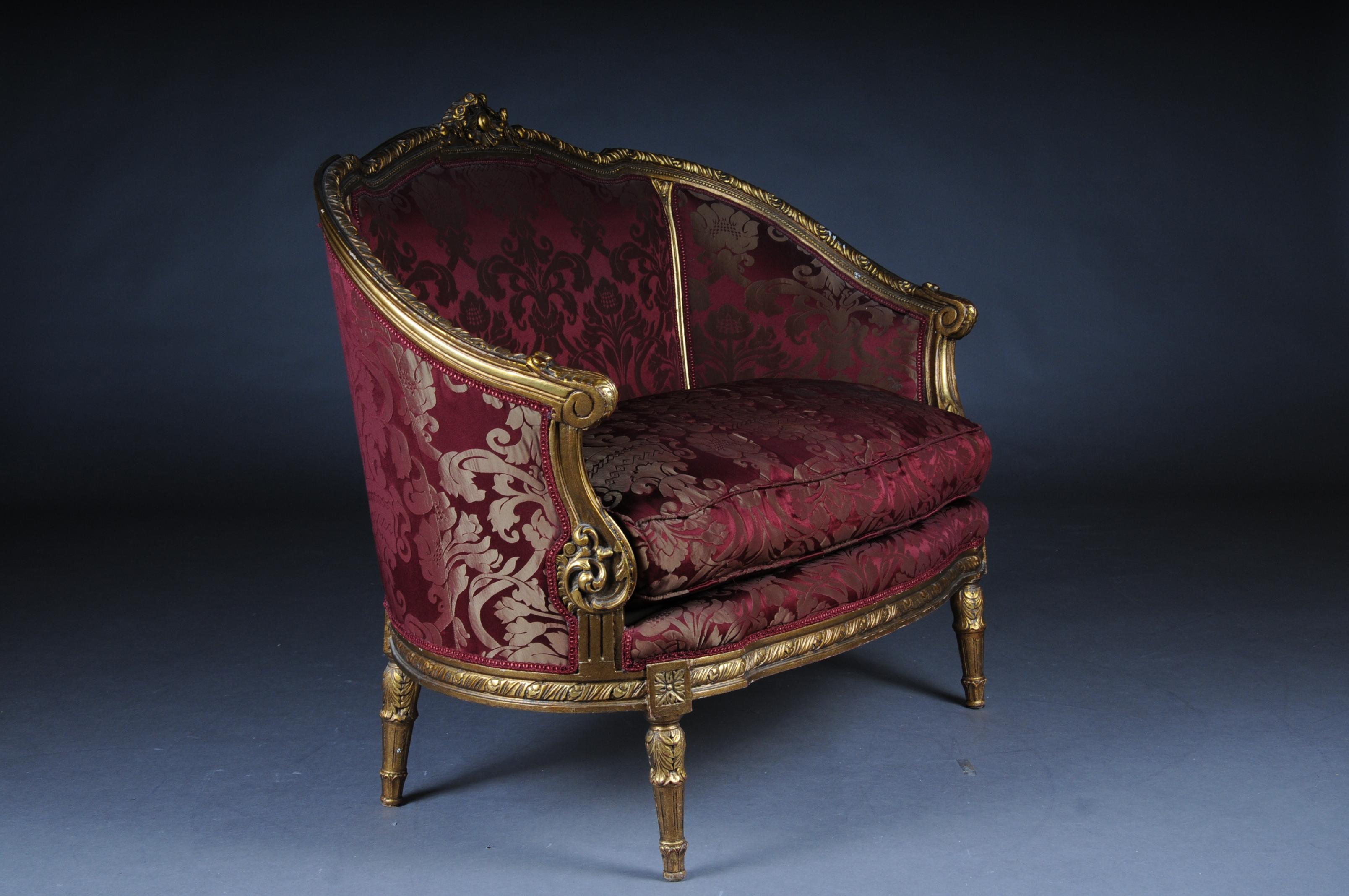 Gilt Noble Sofa / Canapes / Couch in Rococo / Louis XVI Style For Sale
