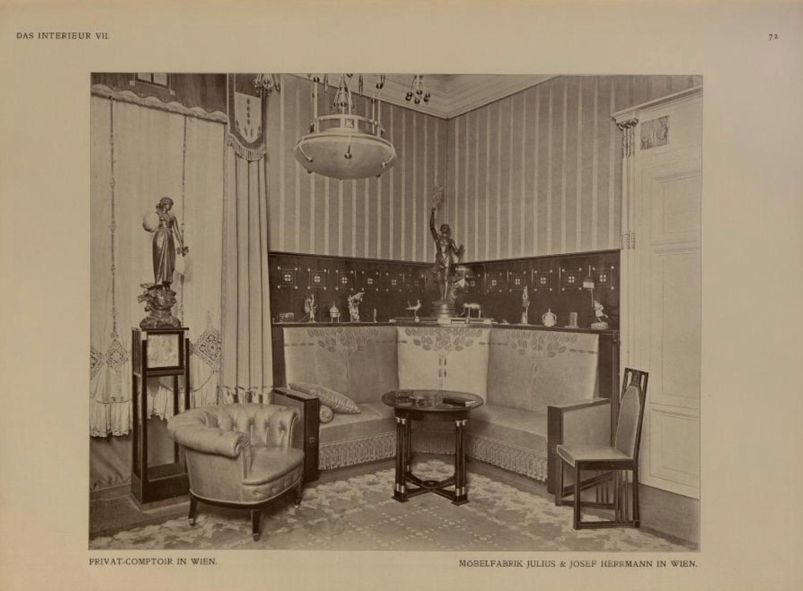 Noble Wiener Sezessionsbank mit Glasschrank Julius & Josef Herrmann (1905) (Wiener Secession) im Angebot