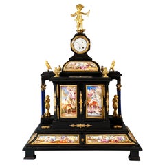 Nobile Jewell Case viennese con dipinti a smalto, figure in bronzo e orologio, 1870 ca.