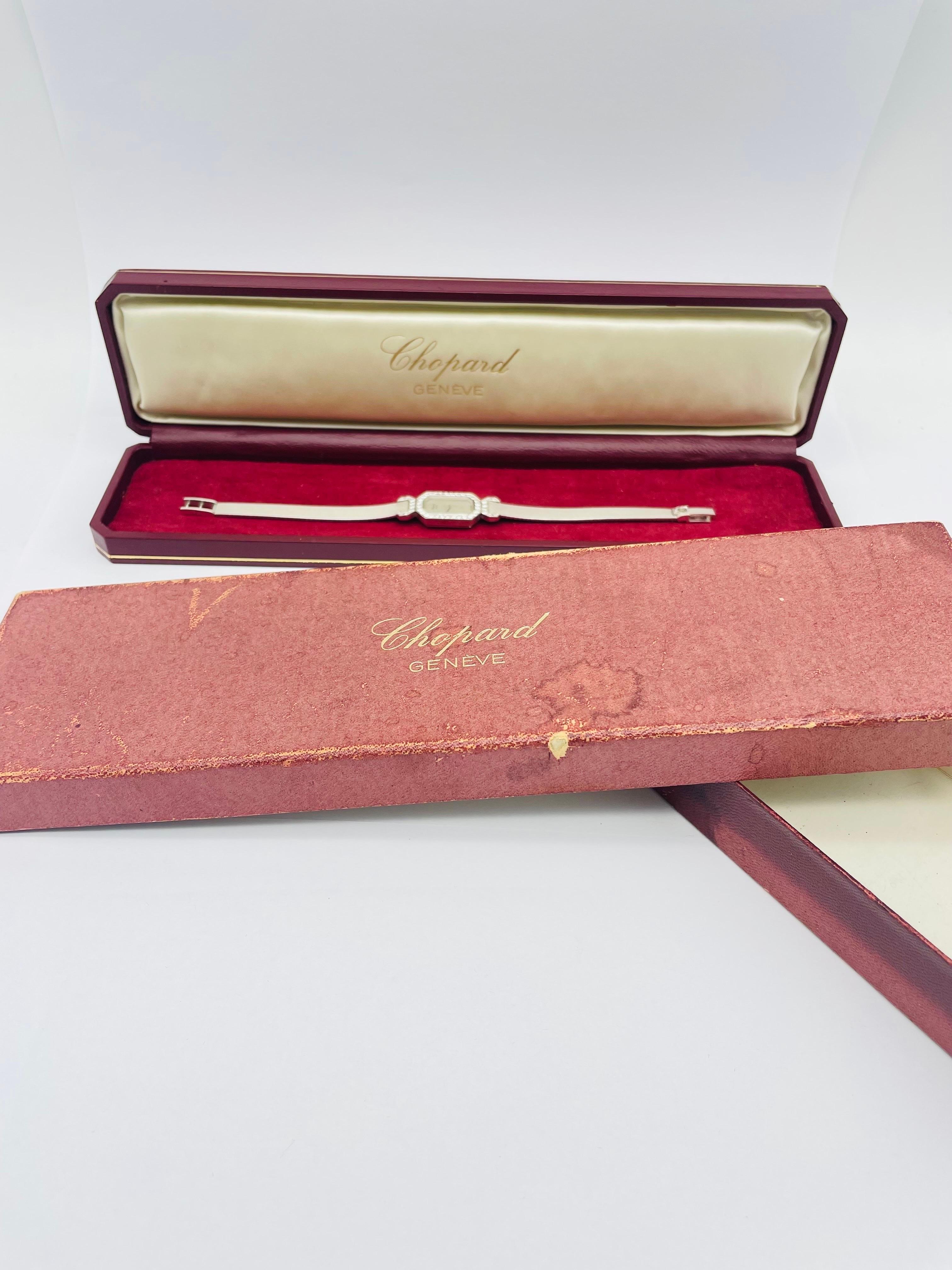 Chopard Montre pour femme vintage Geneve en or blanc 18 carats avec diamants en vente 8