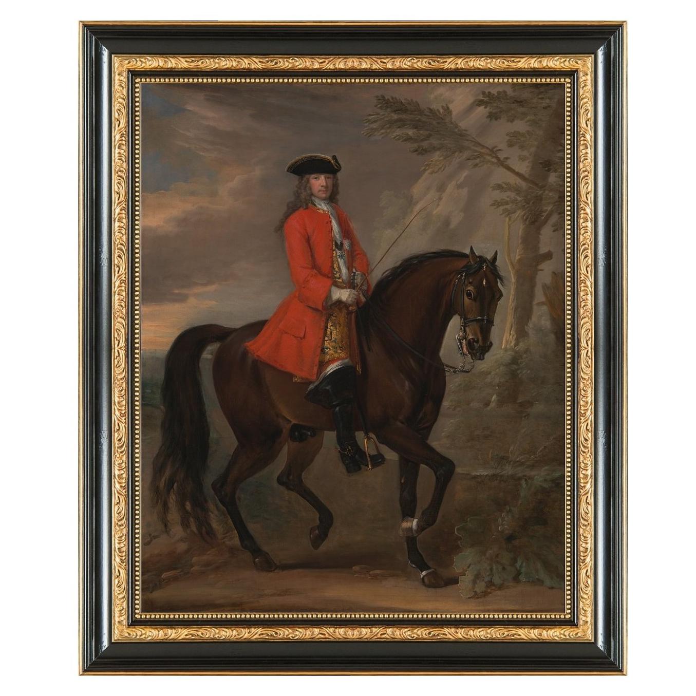 NobleMan on Horseback, after Oil Painting by Baroque Revival artist John Wootton For Sale