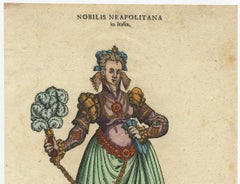 Noblewoman of Naples – Rare Antique Costume Woodcut, Jost Amman, 1577