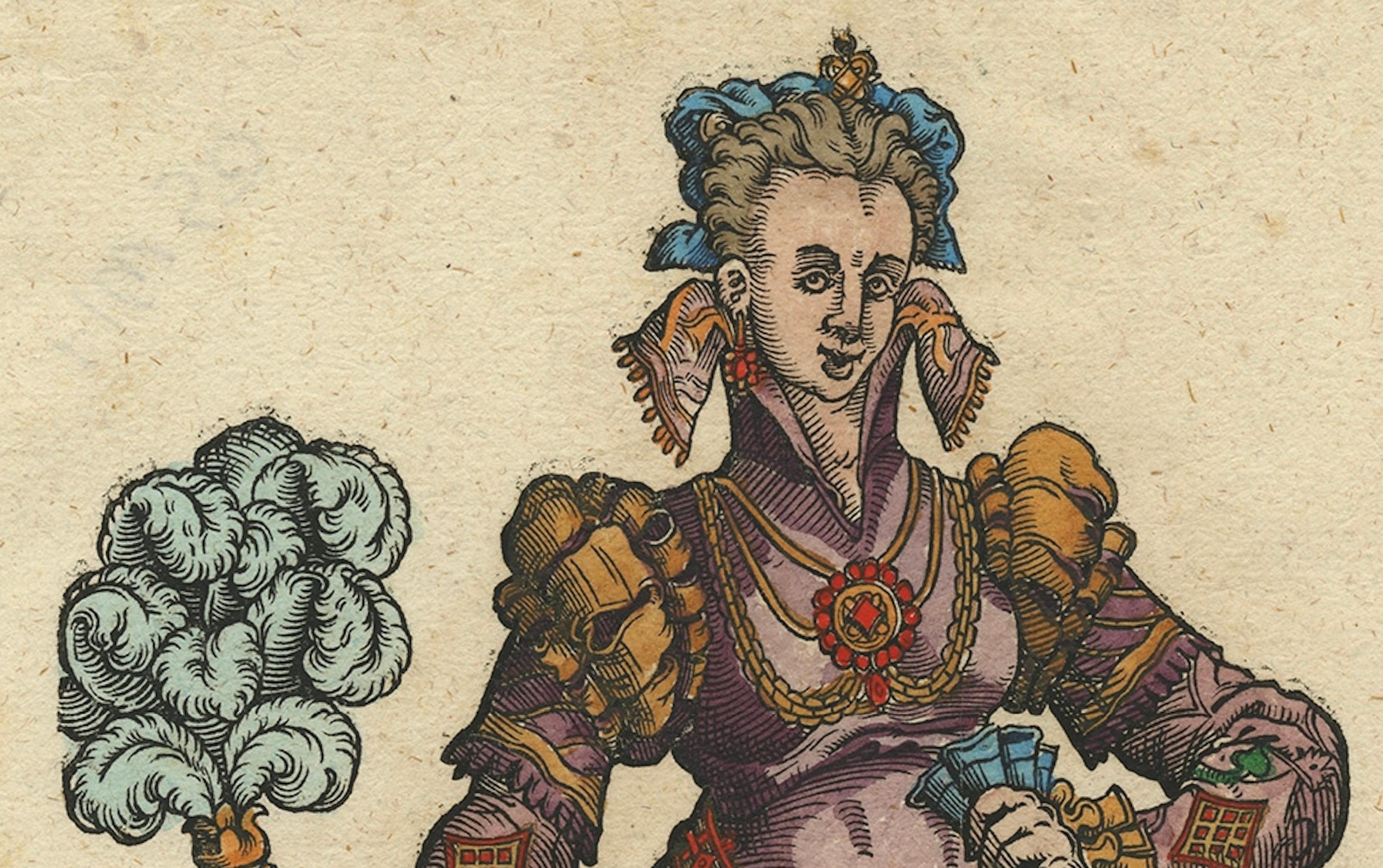 18th Century and Earlier Noblewoman of Naples – Rare Antique Costume Woodcut, Jost Amman, 1577 For Sale