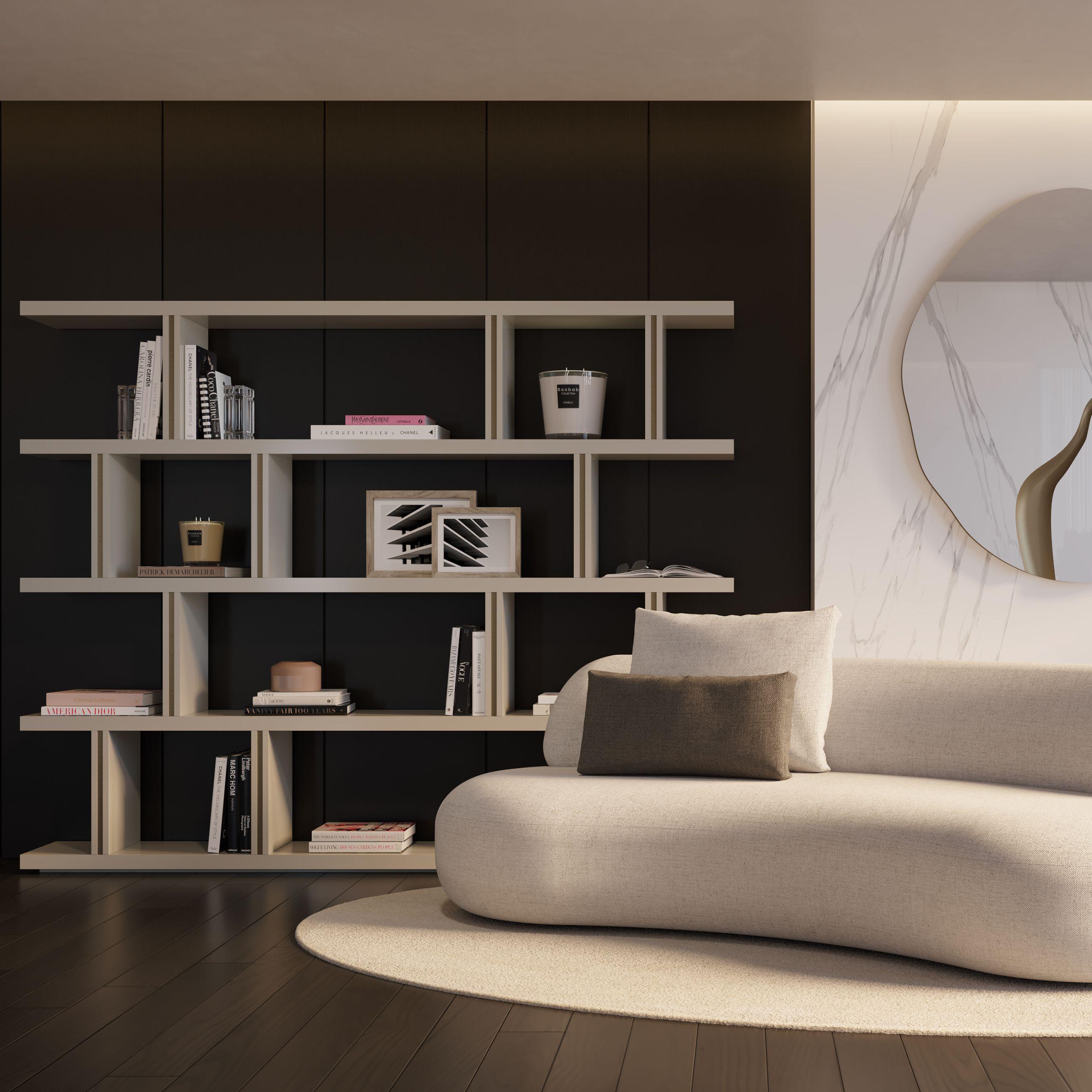 Moderno NOBRE Libreria Contemporanea in Laccato Bianco, Librerie Moderne in vendita