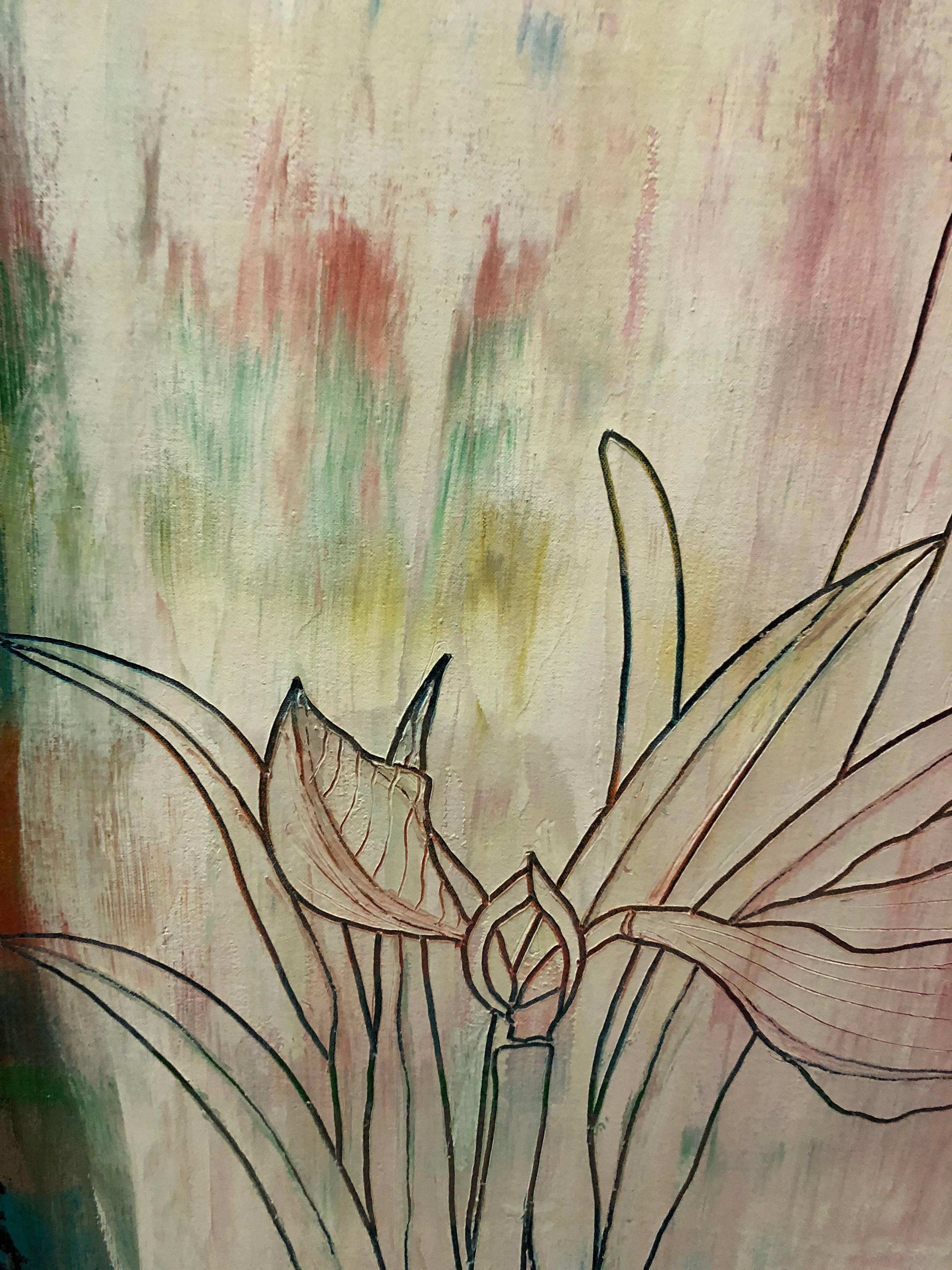 Abstract Flowers Oil Painting Study for Amaryllis For Sale 1