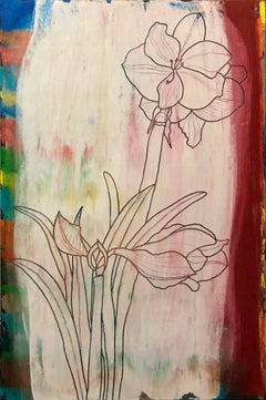 Retro Abstract Flowers Oil Painting Study for Amaryllis