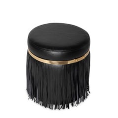 Nobu Ottoman in Black Leather