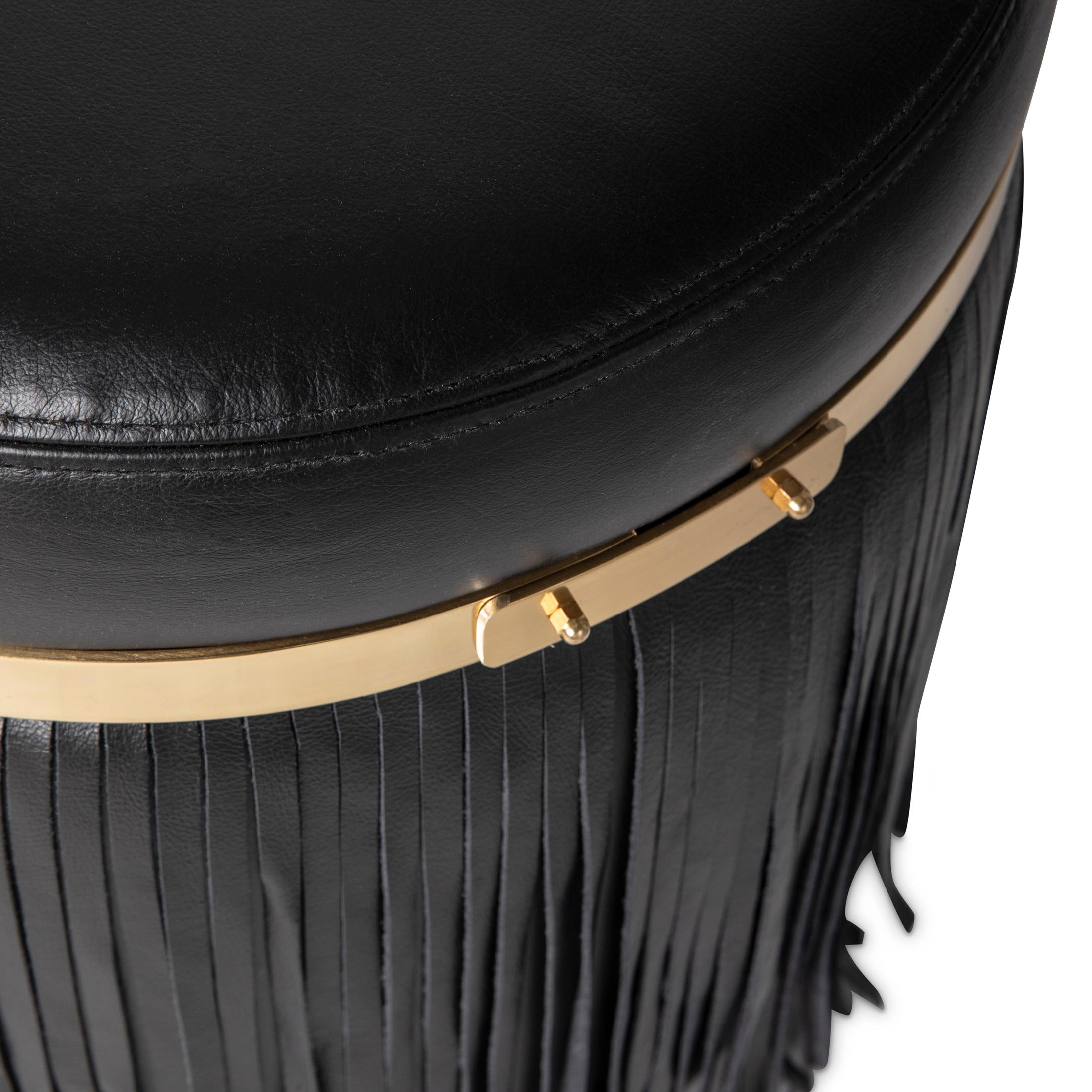 Pouf Nobu en cuir noir Neuf - En vente à New York, NY