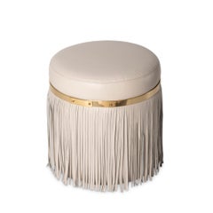Pouf Nobu en cuir pierre crème