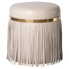 Ottomana Nobu in pelle color crema A. Stone