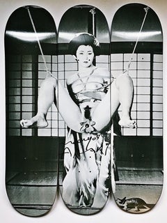 Trittico di skateboard Geisha (firmato e numerato a mano 7/150) skate deck giapponese