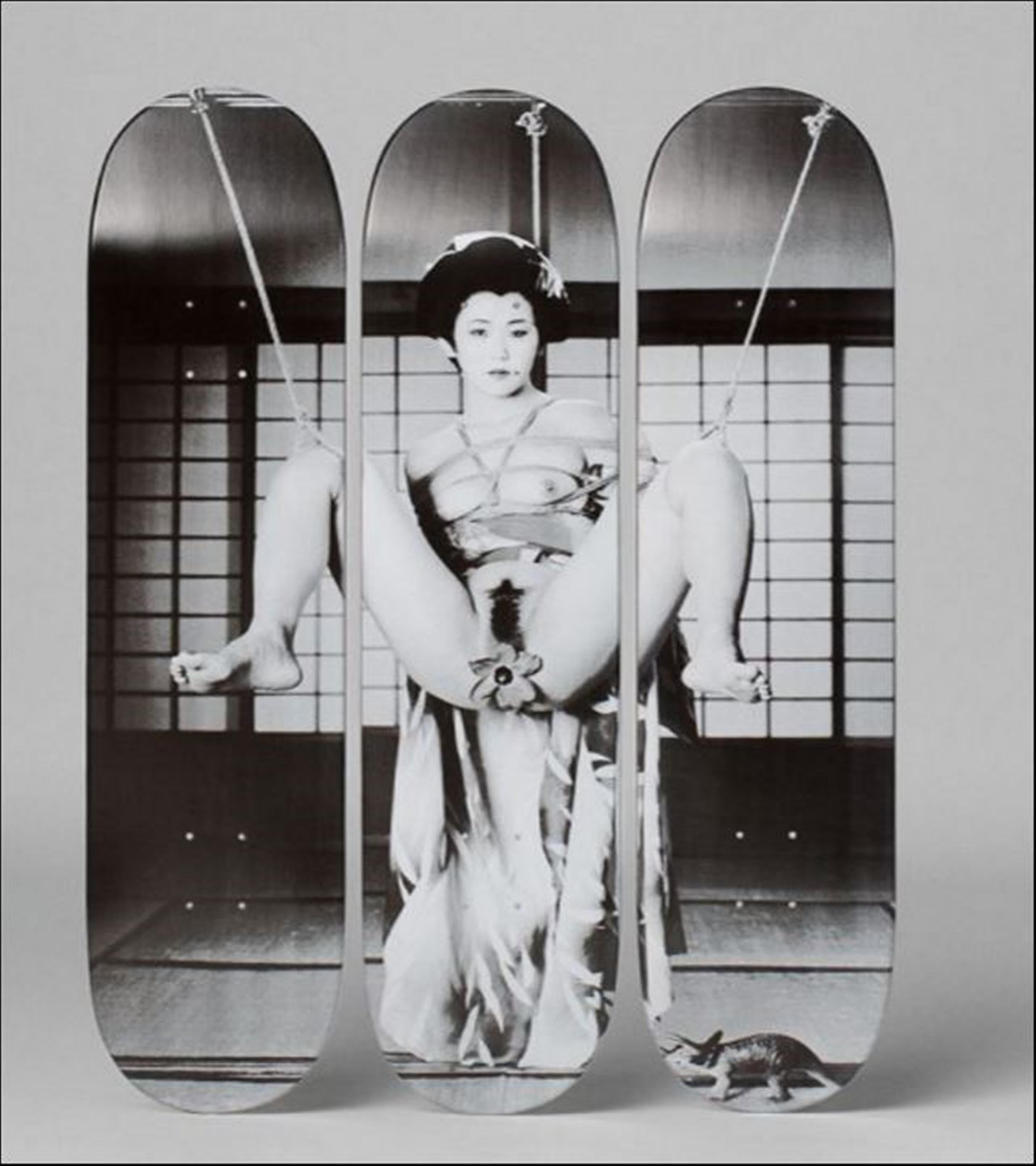Tríptico del monopatín Geisha(conjunto de tres monopatines serigrafiados numerados 55/150