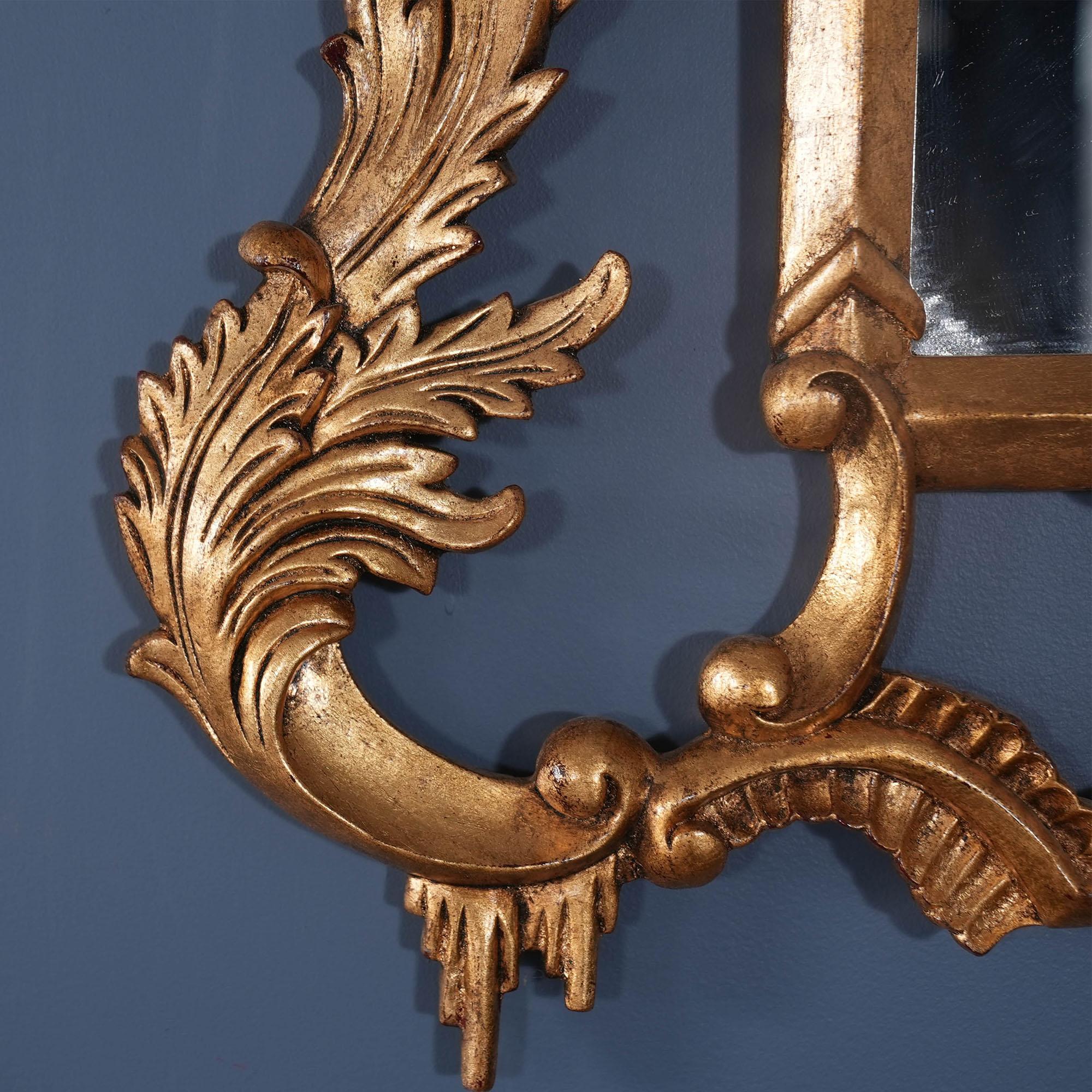 Hand-Carved NOC038 Chinese Chippendale Gold Leaf Mirror For Sale