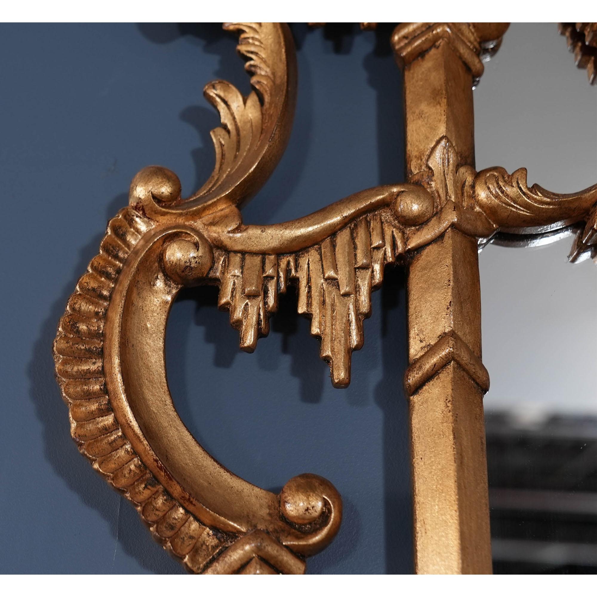 NOC038 Chinese Chippendale Gold Leaf Mirror In New Condition For Sale In Annville, PA
