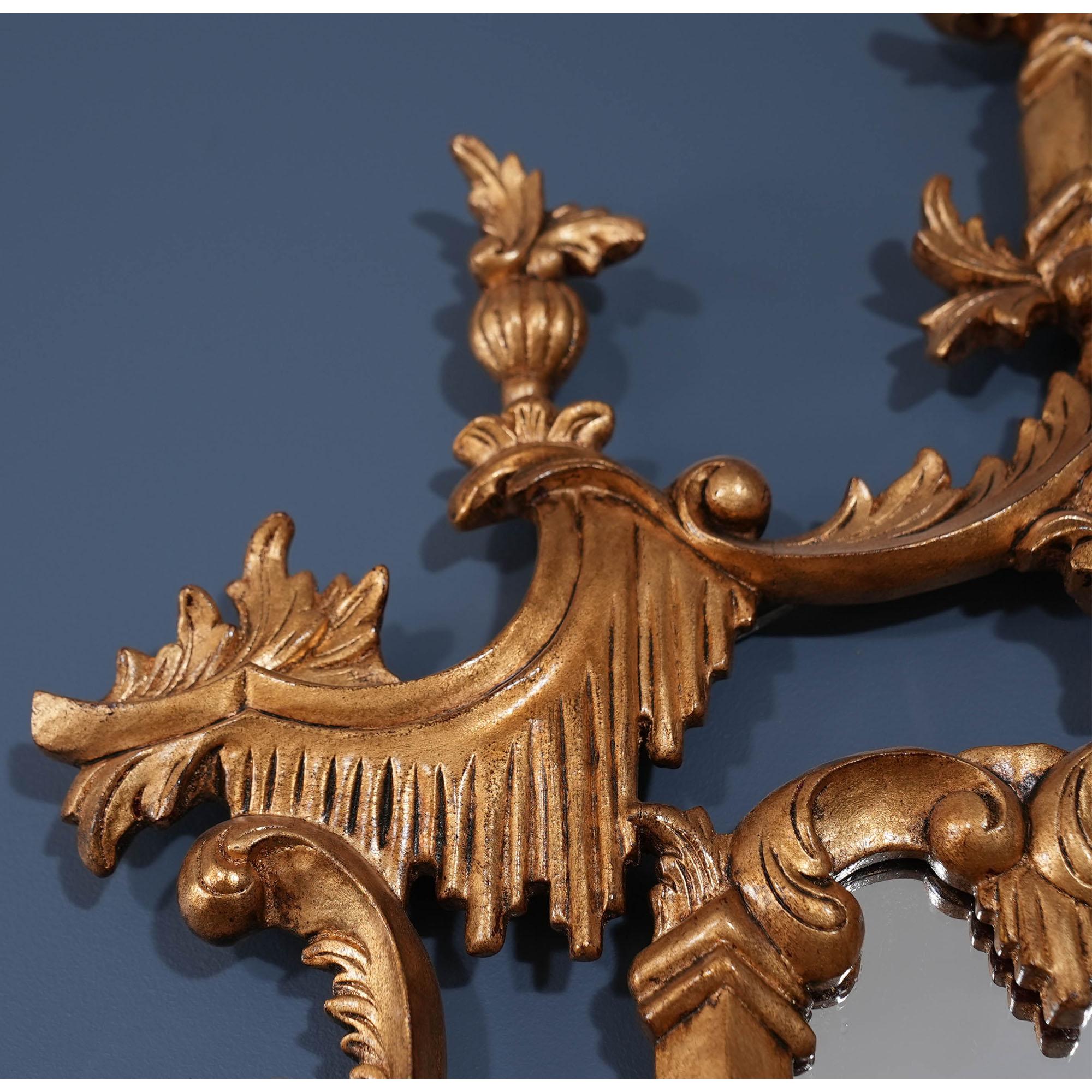 Cut Glass NOC038 Chinese Chippendale Gold Leaf Mirror For Sale