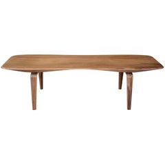 Noce Canaletto Walnut Bench with Curvy Top by Miduny, Made in Italy