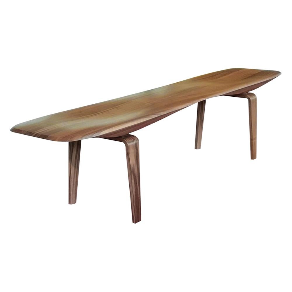 Noce Canaletto Walnut Bench with Curvy Top by Miduny, Made in Italy
