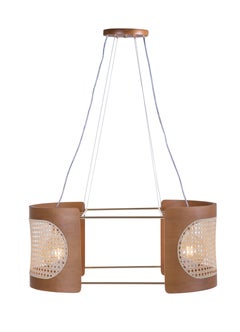 Contemporary Pendant Lamp Noce Large Size, Brazilian Wood and Natural Straw