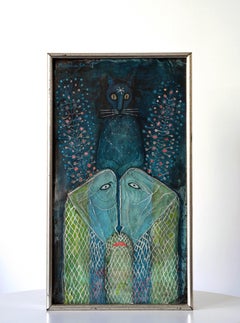 Bärtiger Mann mit Katze