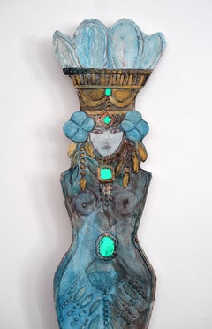 Flower Caryatid - Blue Woman Shaped Painting