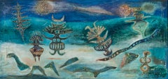 Noche Crist Blue Surreal Painting