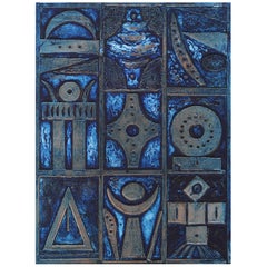 Noche Crist Travail en relief sur papier "Collagène bleu":: 1970