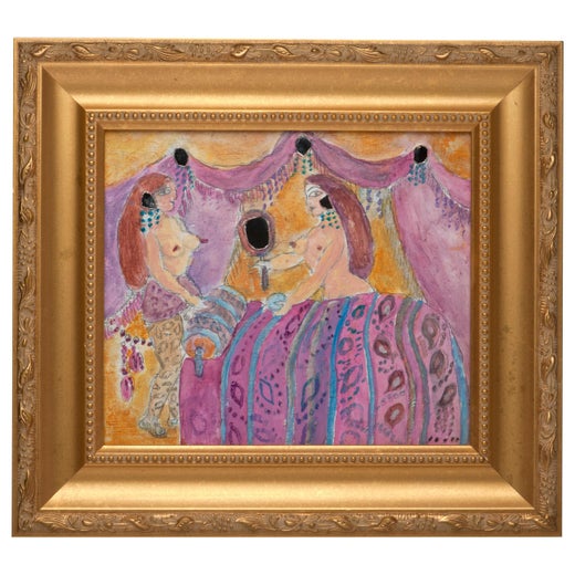 Noche Crist Pink Fantasy Surreal Painting Nude Outsider Art