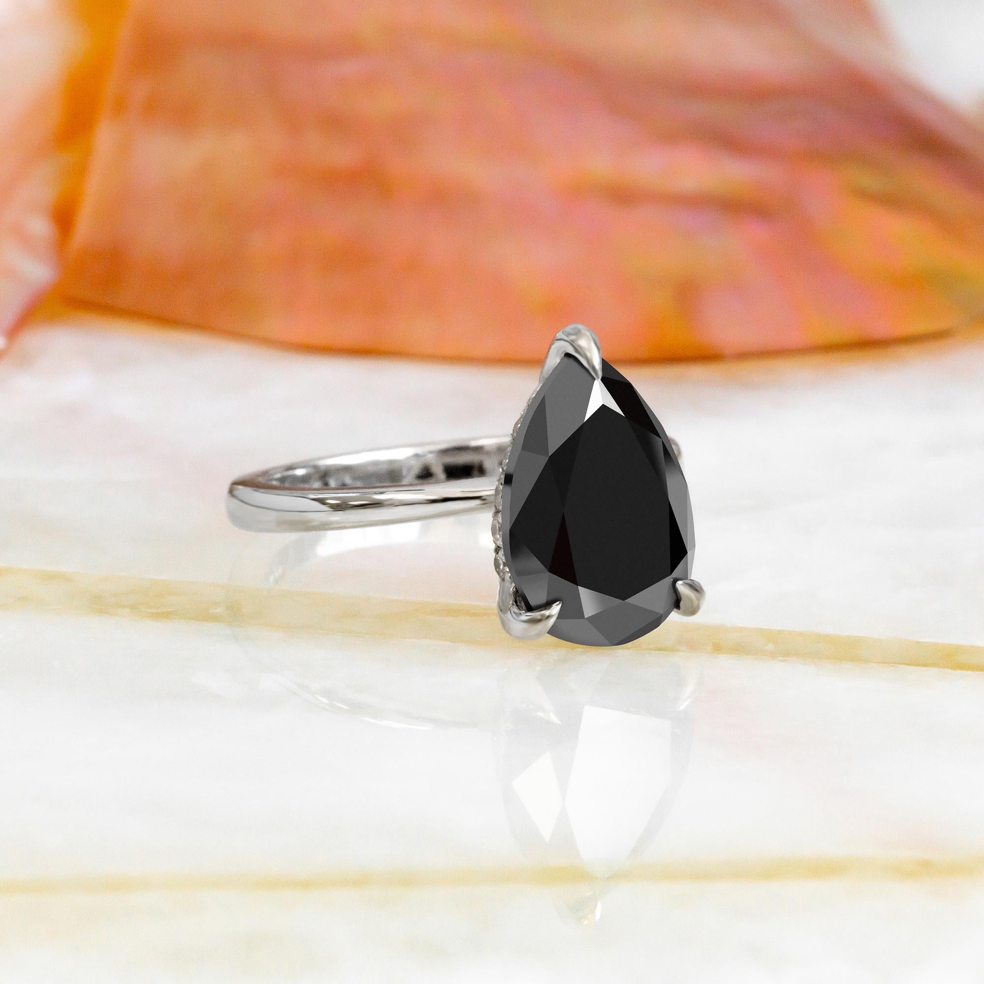 -Total Carat Weight: 3.17 carats
-14K White Gold
-Size: Resizable

Notes:
- All diamonds are natural, earth-mined diamonds that were suitable for Color Enhancement into Fancy Black color.
- All Jewelry are made to order hence any size and gold