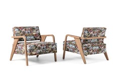 NOCINA/L Wooden Lounge Chair with Dogs Fabric by Storagemilano
