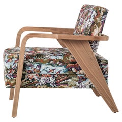 NOCINA/L Wooden Lounge Chair with Dogs Fabric by Storagemilano