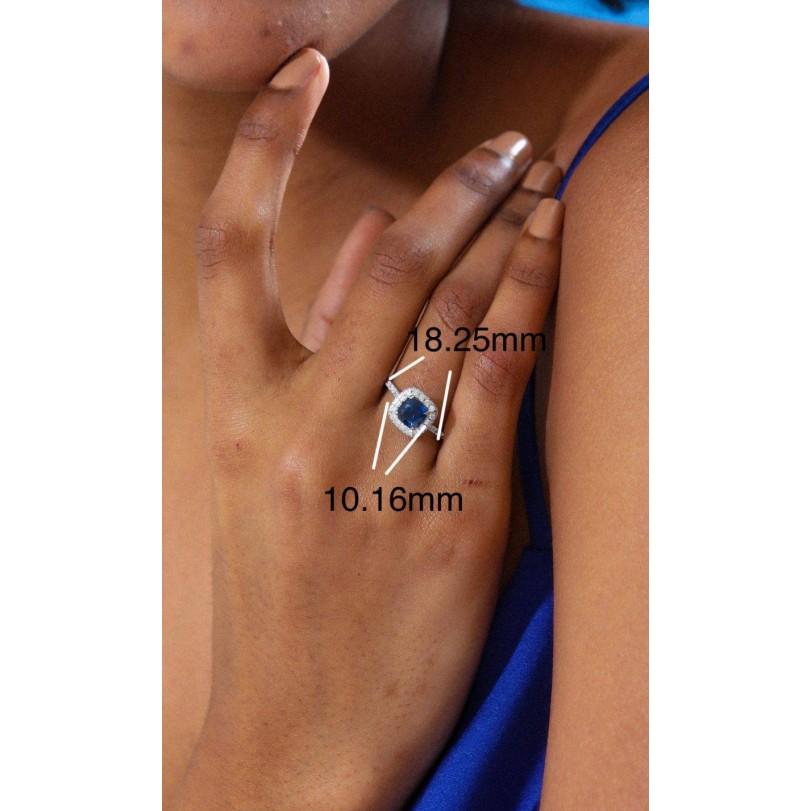 Round Cut 0.60ct Blue Sapphire Micro Pave Diamond Ring - Pandora For Sale