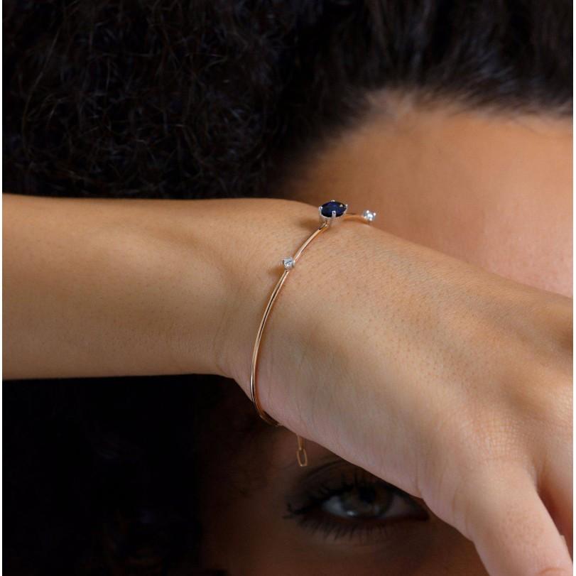 Women's Nocturne-0.90ct Sapphire And Diamond Dainty Bangle For Sale
