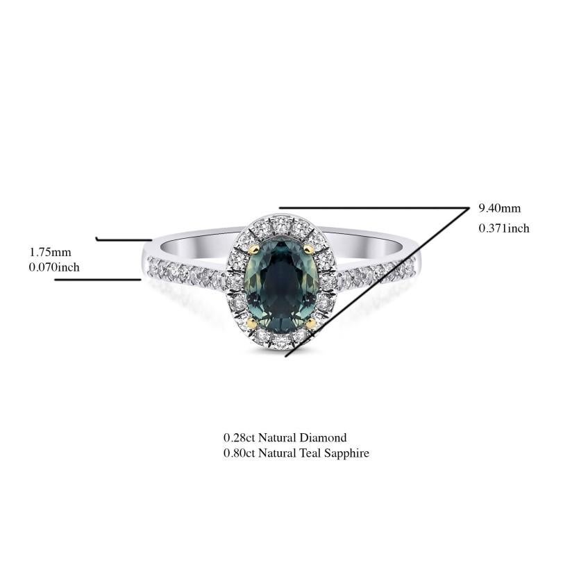 0.90ct Teal Sapphire And Diamond Tria Neuf - En vente à Fatih, 34