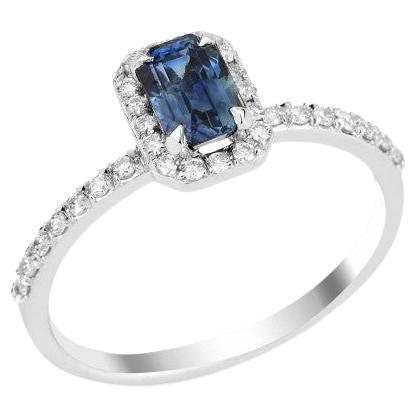 1.02ct Teal Sapphire And Diamond Ring