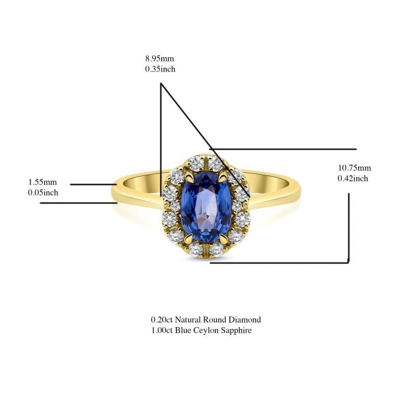 1.20ct Blue Sapphire Engagement Diamond Ring In New Condition For Sale In Fatih, 34