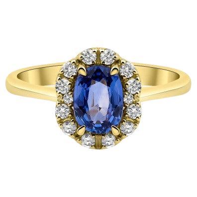 1,20 Karat Blauer Saphir Verlobungsring mit Diamant