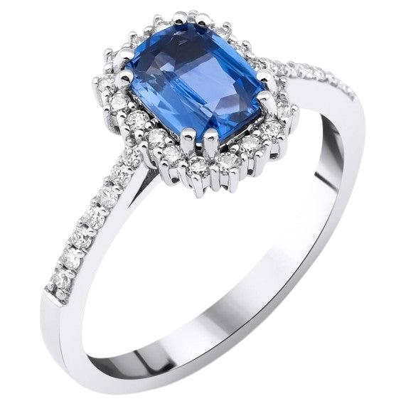 1.40ct Ceylon Royal Blue Sapphire And Diamond Ring For Sale