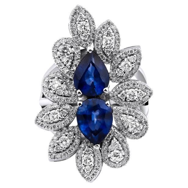 6.10ct Sapphire And Diamond Cocktail Ring For Sale