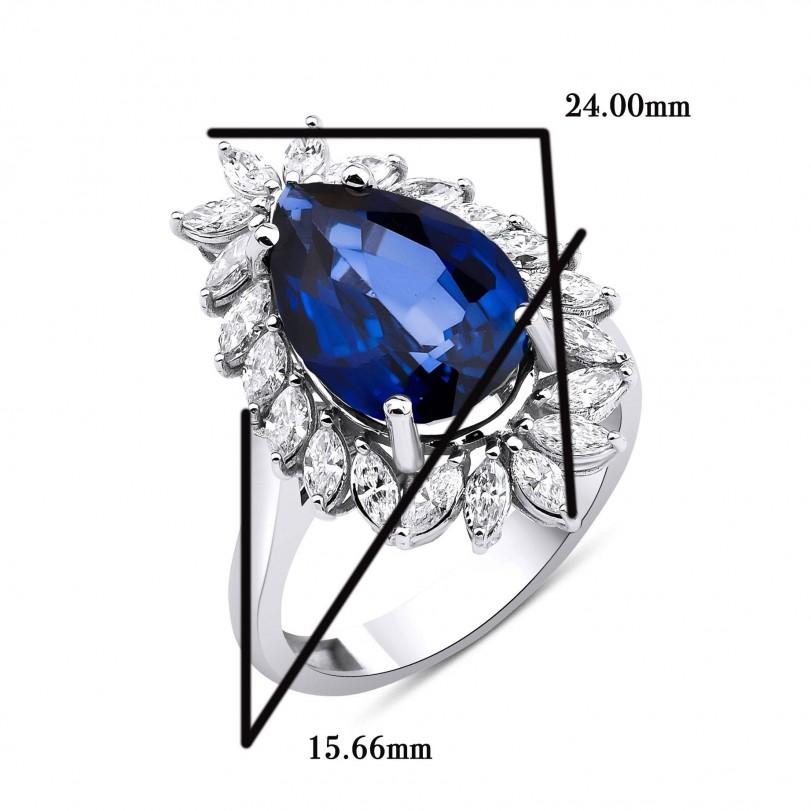 Round Cut 8.14ct Sapphire And Diamond Halo Ring For Sale