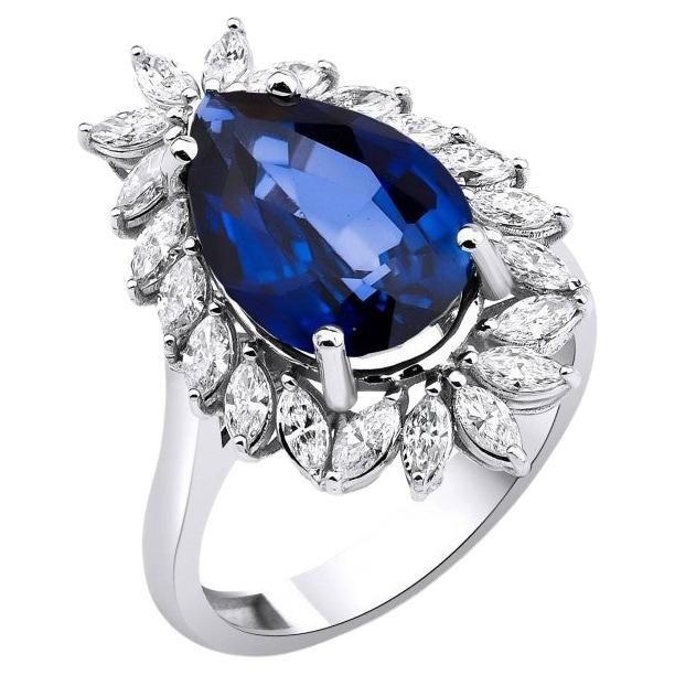 8.14ct Sapphire And Diamond Halo Ring For Sale