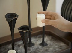 Nocturne Bloom — Set of Four Bronze Candleholders