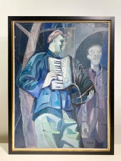 Peinture "Nocturne", École de Paris du milieu du siècle, signée par Samuel Mandelbaum