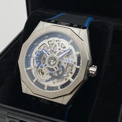 Reloj Automático Noda Aero Serie-1 43MM Acero Inoxidable Esqueleto Esfera Azul