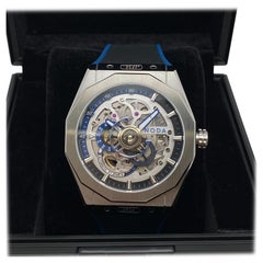 Noda Aero Series-1 43MM Acier inoxydable Cadran squelette bleu Montre automatique