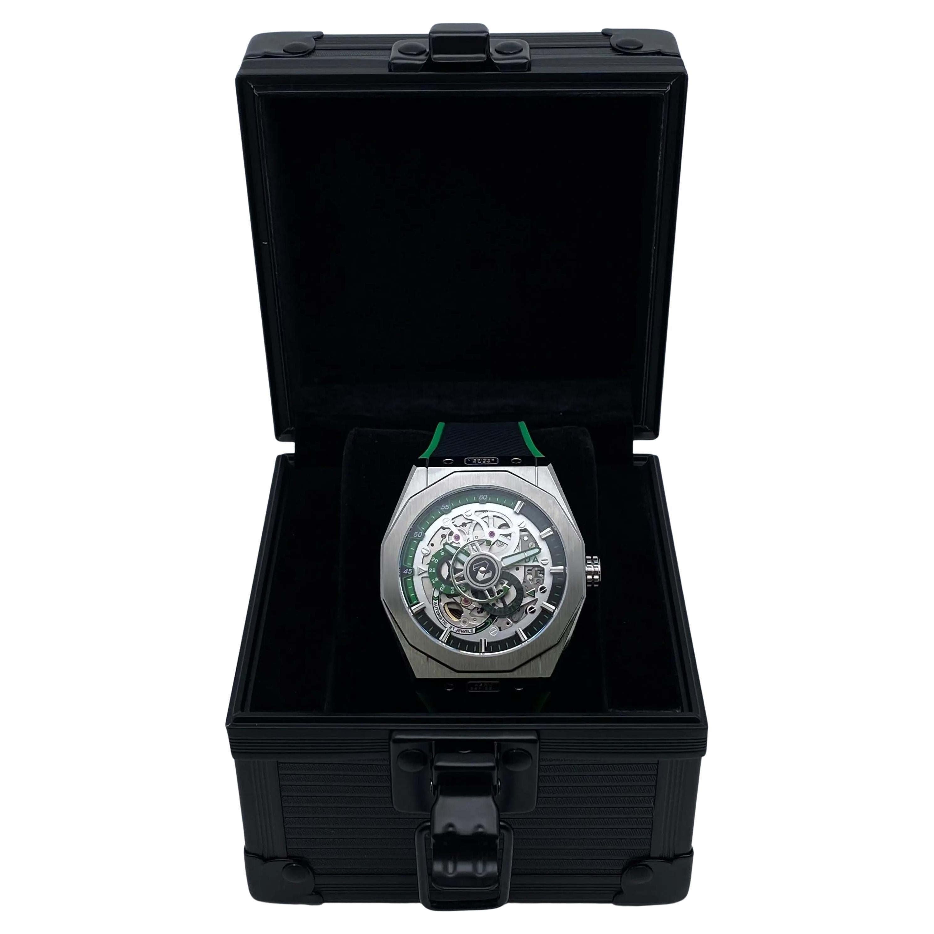 Reloj Automático Noda Aero Serie-1 43MM Acero Inoxidable Esqueleto Esfera Verde