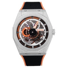 Reloj Automático Noda Aero Serie-1 43MM Acero Inoxidable Esqueleto Esfera Naranja